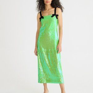 JCrew NWT Bow-strap sequin slip dress